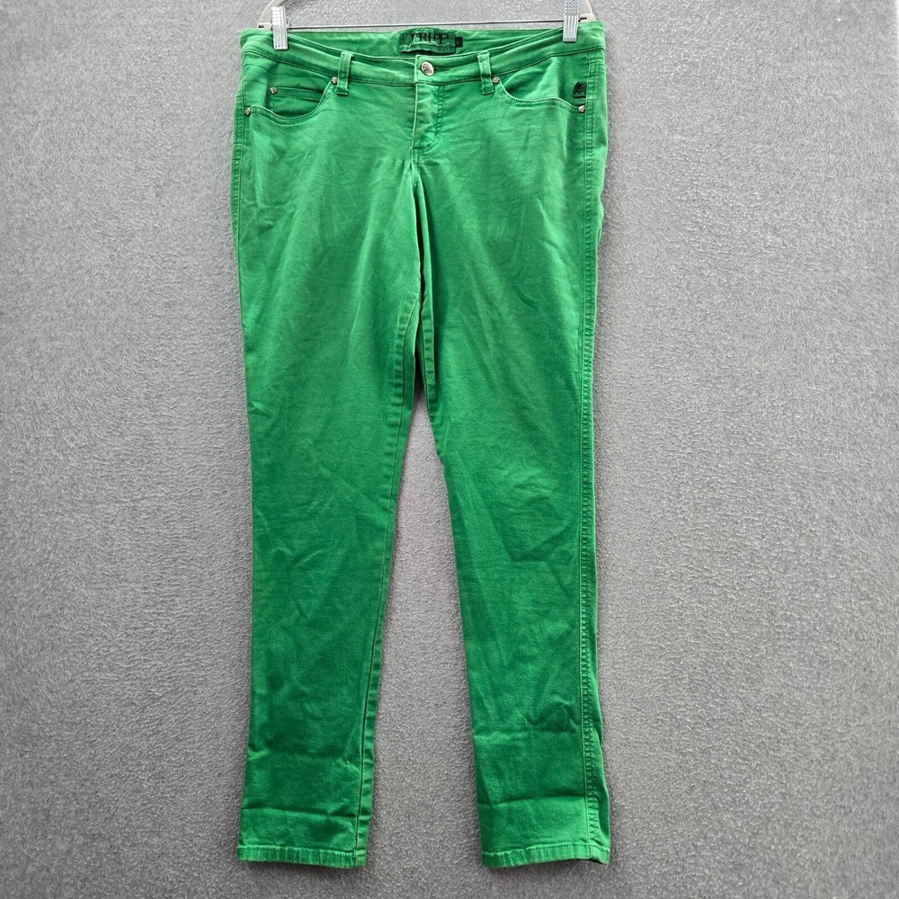VINTAGE Tripp NYC Women Jeans 12 Green Denim Skinny Mid Rise Inseam 31" READ